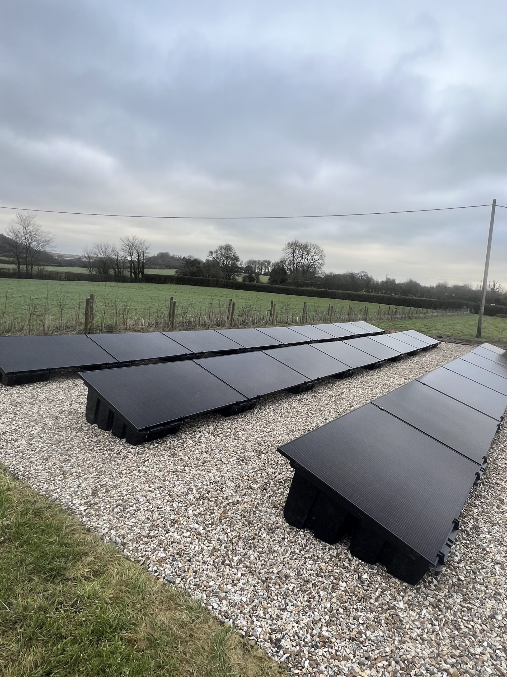 Commercial flat-roof solar installation in progress
